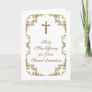 Carte De Remerciements Offrande de Messe Croix dorée Anniversaire Anniver