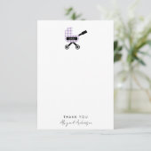 Carte De Remerciements Oh Baby Lavender En vichy Baby shower Pram (Debout devant)