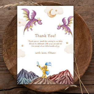 Carte De Remerciements Oh Baby Médiéval Fairytale Dragon Baby shower garç