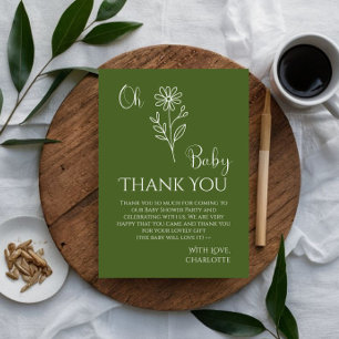 Carte De Remerciements Oh Baby Minimaliste Baby Shower Fleur Sauvage