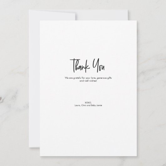 Carte De Remerciements Oh Baby Newborn Photo Modern Script Shower (Dos)