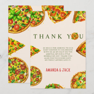 Carte De Remerciements Oh Baby Pizza Tomates Olivia Baby shower vert