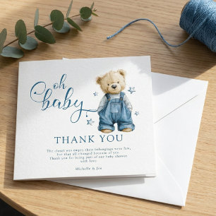 Carte De Remerciements Oh Bébé Bébé en Jean Bleu Fête de Naissance