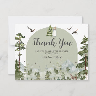 Carte De Remerciements Oh Boy Adventure Pine Forest Baby shower de Noël