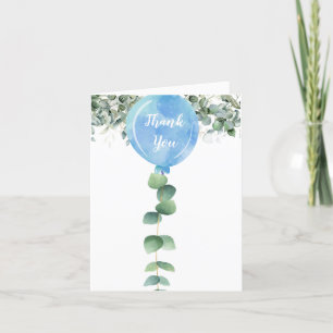 Carte De Remerciements Oh Boy ballon verdure eucalyptus shower bébé