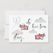 Carte De Remerciements Oh comment le temps vole rétro avion garçon annive (Dos)