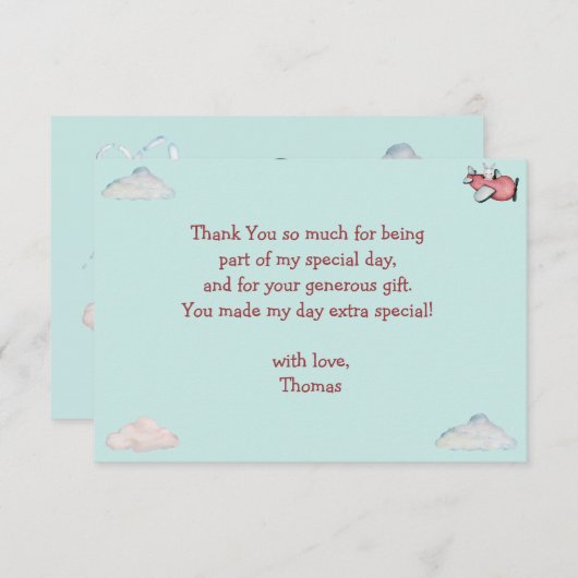 Carte De Remerciements Oh comment le temps vole rétro avion garçon annive (Devant / Derrière)