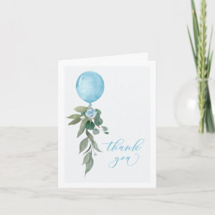 Carte De Remerciements Oh Garçon Ballon Bleu Verdure Baby Shower