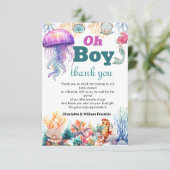 Carte De Remerciements oh garçon sous la mer bébé garçon douche (Debout devant)