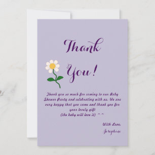 Carte De Remerciements Oh Girl! Jolie Fille Baby Shower Fleur de Daisy