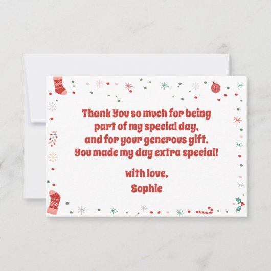 Carte De Remerciements Oh quel plaisir anniversaire de Noël (Devant)