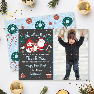 Carte De Remerciements Oh Quelle Amusement Neige Photo De Fête De Noël