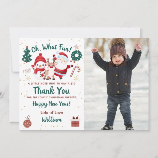 Carte De Remerciements Oh Quelle Joie Père Noël Noël Photo de Vacances (Devant)