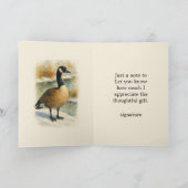 Carte De Remerciements Oie du Canada Faune  (Intérieur)