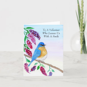 Carte De Remerciements Oiseau bleu aquarelle dans l'arbre de glycine béné