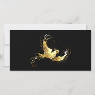 Carte De Remerciements Oiseau d'or sur Arrière - plan noir