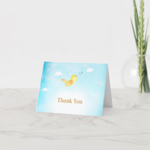 Carte De Remerciements *~* Oiseau jaune doux chantant les nuages du ciel