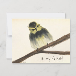 Carte De Remerciements Oiseau jaune sur la branche Note Card "Bonjour mon
