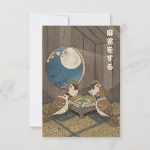 Carte De Remerciements Oiseaux de Mahjong jouant au jeu