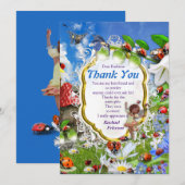 CARTE DE REMERCIEMENTS OISEAUX-ÉCHES ET BOUTEILLES (Devant / Derrière)