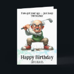 Carte De Remerciements *~* Old Man Golf Swing AP94 Funny Birthday Card<br><div class="desc">(Code de recherche AP914pour trouver des articles similaires ) Transfert facile vers d'autres produits Zazzle. Énergétiquement Amélioré par Anna Rosa Old Senior Man golfer QUOTE Obtenez votre âge — continuez à balancer! Golfeur déterminé :) Funny Golf Carte d'anniversaire - PERSONNALISER PERSONNALISER pleinement. NOM, SENTIMENT, dans MESSAGE et SIGNATIRE tout le...</div>