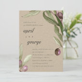 CARTE DE REMERCIEMENTS OLIVE RUSTIQUE KRAFT FAUNE APRÈS-MARIAGE BRUNH INV (Debout devant)