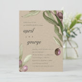 CARTE DE REMERCIEMENTS OLIVE RUSTIQUE KRAFT FAUNE APRÈS-MARIAGE INVITATIO (Debout devant)