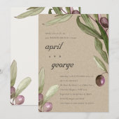 CARTE DE REMERCIEMENTS OLIVE RUSTIQUE KRAFT FAUNE APRÈS-MARIAGE INVITATIO (Devant / Derrière)