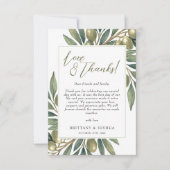 Carte De Remerciements Olive Theme Mariage Photo (Devant)