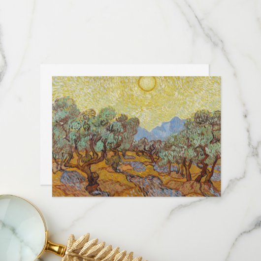 Carte De Remerciements Olive Trees par Vincent van Gogh (Devant/Arrière en situation)