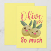 Carte De Remerciements Olive You tant de jeu alimentaire amusant (Devant / Derrière)