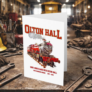 Carte De Remerciements Olton Hall Train à vapeur Vintage Anglais Locomoti