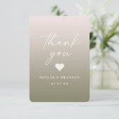 Carte De Remerciements Ombre Pastel Poudre rose et vert Lily Mariage (Debout devant)