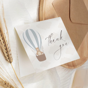 Carte De Remerciements On Peut Attendre   Baby Boy Blue Balloon Douche