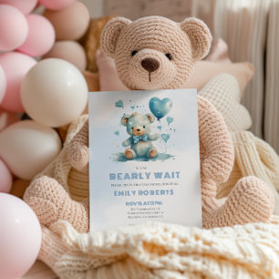 Carte De Remerciements On Peut Attendre Bébé Bleu Teddy Ours