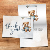 Carte De Remerciements On peut attendre Denim Teddy Bear Baby shower