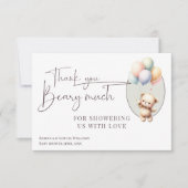 Carte De Remerciements On peut attendre le baby shower de ballons d'ours (Devant)