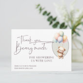 Carte De Remerciements On peut attendre le baby shower de ballons d'ours (Debout devant)