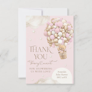 Carte De Remerciements On peut attendre le Baby shower de fille rose