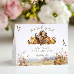 Carte De Remerciements On peut attendre le Baby shower forestier d'automn