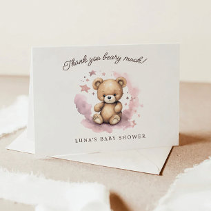 Carte De Remerciements On peut attendre le Baby shower rose Pastel