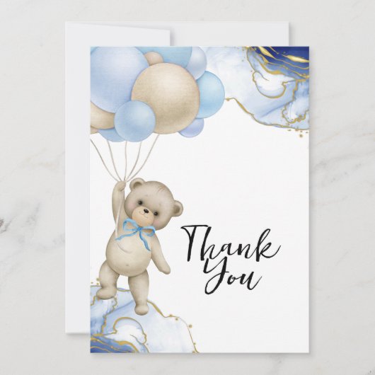 Carte De Remerciements On peut attendre l'or bleu royal abstrait (Devant)