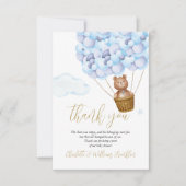 Carte De Remerciements On peut attendre l'ours Cub Baby shower bleu poème (Devant)
