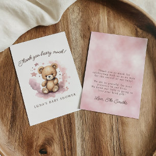 Carte De Remerciements On peut attendre Pastel Baby shower rose plat