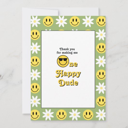 Carte De Remerciements "One Happy Dude" Retro Smile (Devant)