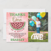 Carte De Remerciements One In A Melon 1st Birday Photo (Devant)