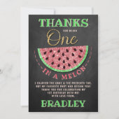 Carte De Remerciements One In A Melon Chalkboard 1er anniversaire (Devant)