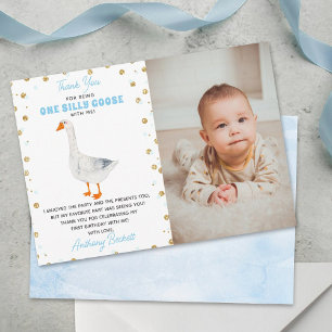 Carte De Remerciements One Silly Goose Boys 1st Birthday Photo