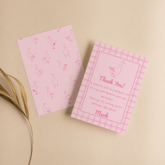 Carte De Remerciements One Silly Goose Pink Drawn 1st Birthday Thank You