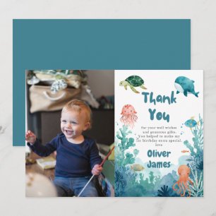 Carte De Remerciements Oneder sous la mer aquarelle 1er anniversaire